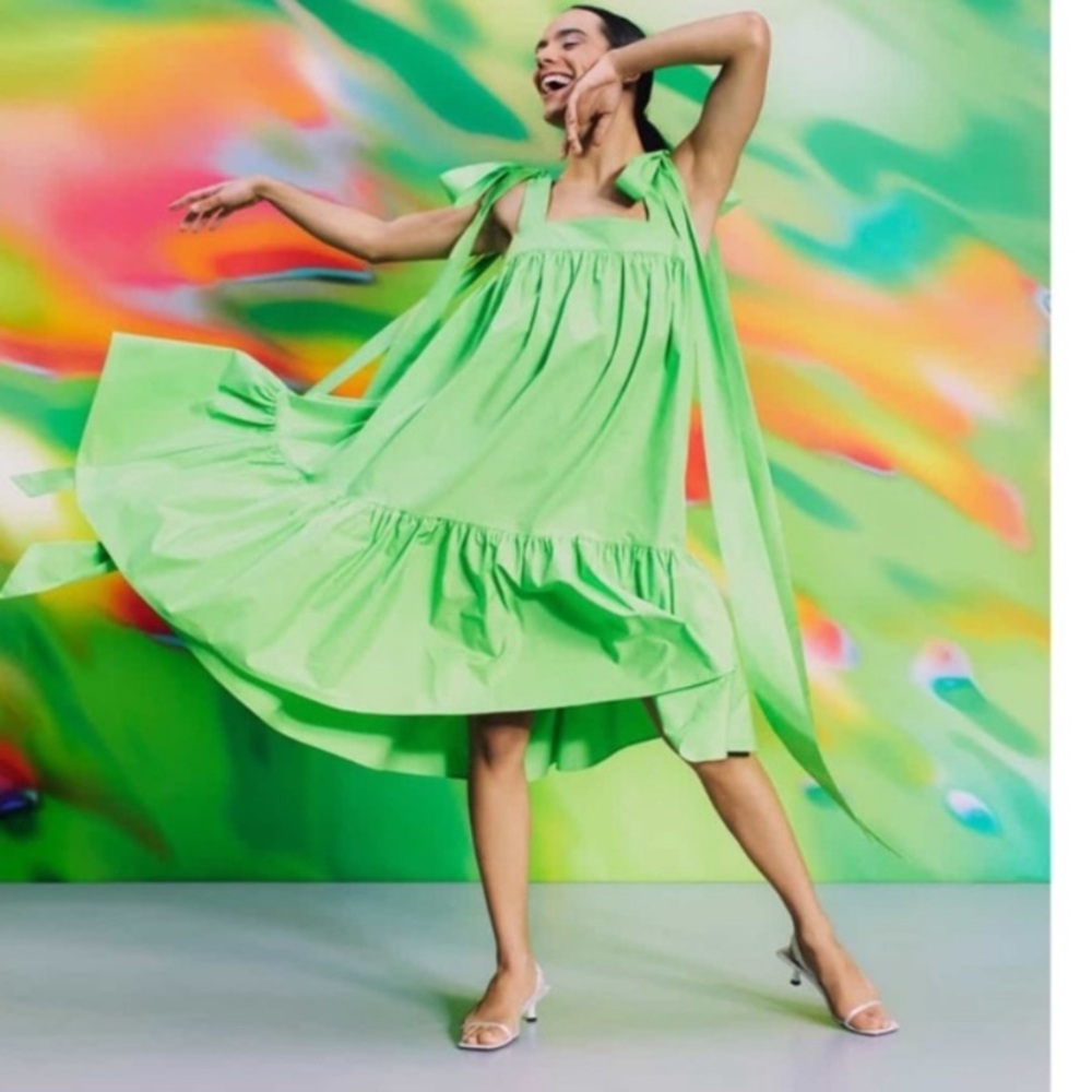 Christopher John Rogers x Target Green Tie Strap High-Low Babydoll Dress